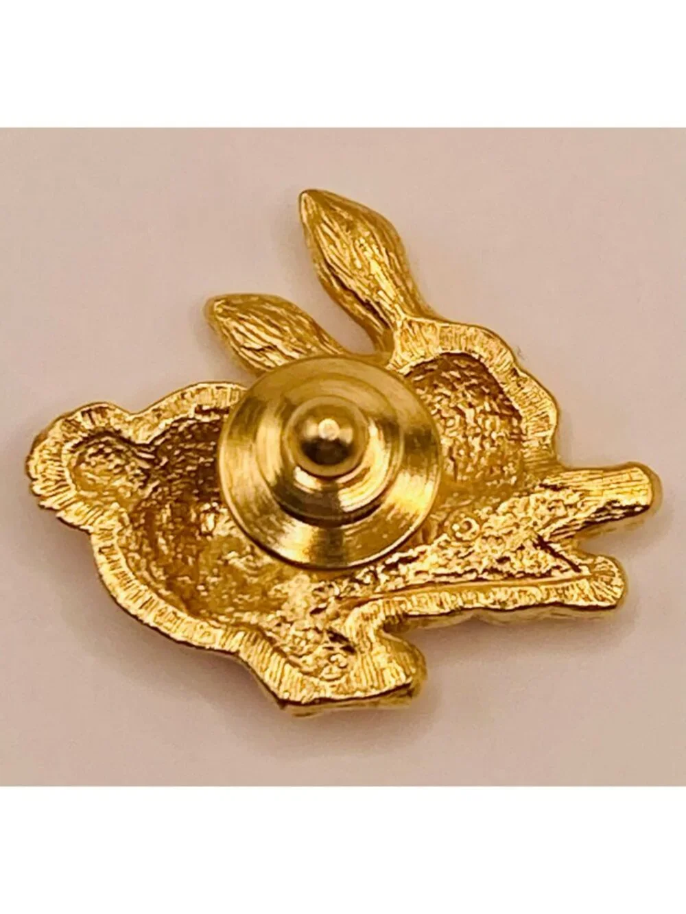 AVON Gold-Tone Rabbit Lapel Pin Rhinestone Accents -36B